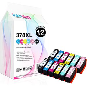Inktdag Inktcartridge voor de Epson 378XL/ Epson 378 Multipack ( 12 stuks) voor Epson Expression Photo XP-8500, XP-8505, XP-8600, XP-8605, XP-8606