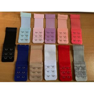 BH tussenstukje - BH verlenger - 2 haakjes - set van 12 stuks - alle kleuren