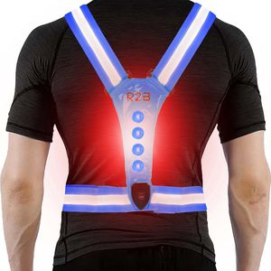 R2B® Hardloopvest met Verlichting aan voor- en achterkant - Blauw - Inclusief USB-C kabel