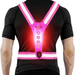 R2B Hardloopvest met Verlichting aan voor- en achterkant - Roze - Inclusief USB-C kabel