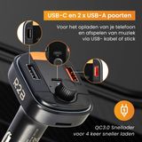 R2B® Bluetooth FM Transmitter Auto - Autolader - Carkit - Receiver - Met USB C en USB A & Micro SD Poort - Autoaccessoires