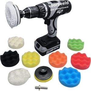 LB Tools - Professionele Polijstset - 10 Delig - Ø 80mm Polijstpad - Met Velcro Steunschijf - M10 Aansluiting