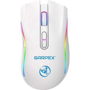 Garpex® Stille Draadloze Muis - Gaming muis - Computermuis - Muis Draadloos - Met LED Verlichting - Oplaadbaar - Wit