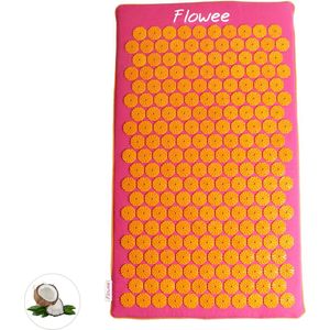 Flowee Spijkermat ECO - Fuchsia met oranje - Vulling Kokosvezels - 77x45 cm - Acupressuur Mat - Spijkerbed - Acupunctuur - Shakti Massage - Vijf jaar Garantie