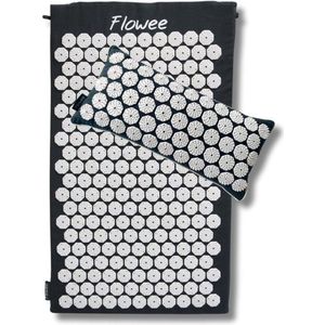 Flowee - Spijkermat & Spijkerkussen SET - Grijs - Acupressuur Mat - Spijkerbed - Vijf jaar Garantie