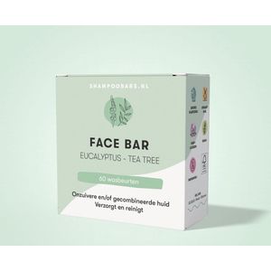 Face Bar Eucalyptus - Tea Tree | Handgemaakt in Nederland | Crueltyfree | 100% biologisch afbreekbare verpakking