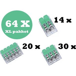 Lasklem - verbindingsklem - kabelklemmen - NURANUR - 2, 3 en 5 voudig (64 stuks) XL pakket