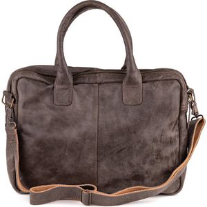 Dutch-Bag Amsterdam Leren Laptoptas 17 Inch Antraciet - Kenia Leder  - Handgemaakt in NL - Premium Leer