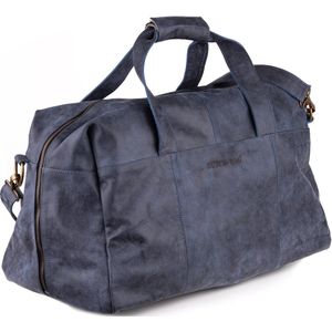 Dutch-Bag Zwolle Leren Weekendtas Denim Blauw - Concrete Leder - Handgemaakt in NL - Premium Leer