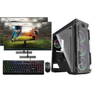 omiXimo - AMD Ryzen 3 - GT1030 - 16 GB DDR4 werkgeheugen - GT1030 - 240GB SSD schijf - 1000GB HDD - 2 x 24"" Gaming Monitor, Gaming Toetsenbord en Gaming muis - LC988