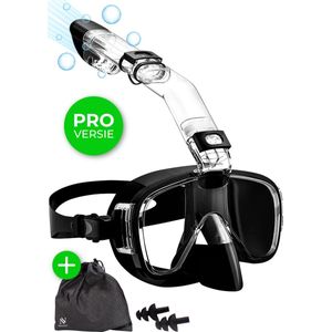 Nuvance - Snorkelmasker incl Oordoppen - One Size Fits All - Duikmasker - Duikbril met Snorkel - Snorkelset voor Kinderen - Zwart
