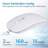 Nuvance - Draadloze Muis LED - Bluetooth - Ergonomisch - Laptop en gaming - Draadloos - Wit