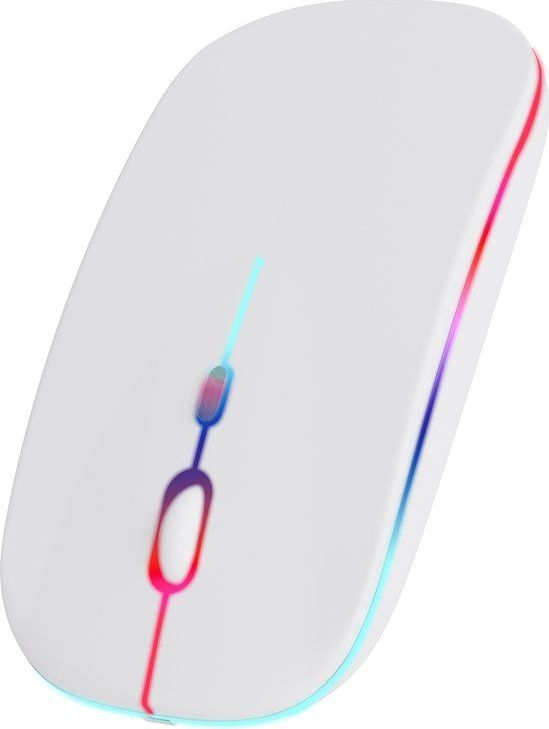 Nuvance - Draadloze Muis LED - Bluetooth - Ergonomisch - Laptop en gaming - Draadloos - Wit