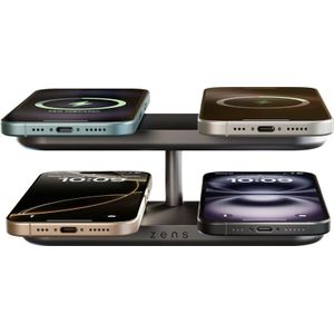 ZENS 4-in-1 Kabelloses Ladegerät 15 W mit Ständer und MagSafe Magnet Schwarz