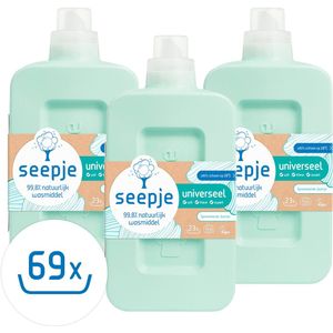 Seepje Wasmiddel - Sprankelende Jasmijn - Wasmiddel Universeel - Kwartaalpakket – 3 x 23 wasbeurten - 3 x 1L