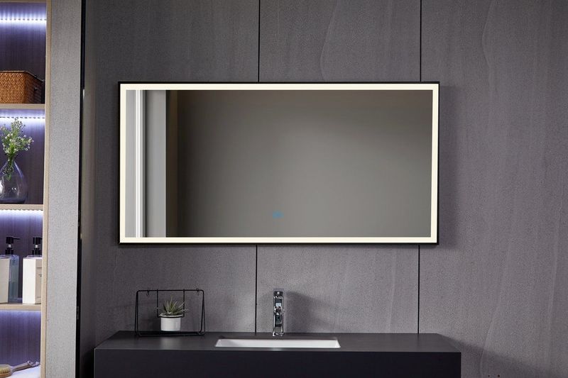 Bella Mirror - Badkamer Spiegel - Antivocht - Anticondens - Ledverlichting - Zwart Frame