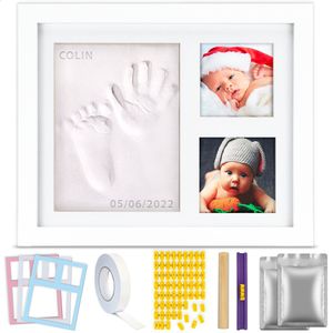 TIKIBOE Baby Fotolijst - Gipsafdruk baby - Klei Afdruk Baby Voet en Hand - Kraamcadeau Jongen of Meisje - Babyshower - Kraampakket/Geboorte Cadeau - Baby Art - Incl. Colour Frames - Kraam Cadeau - Moederdag cadeautje