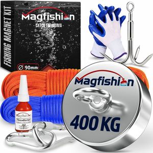 Bergmagneet neodymium met boring en schroefoog (magnets4you) - supersterke magneet voor magneetvissen/magneetvissen | vernikkelde oogmagneet - grootte 135 mm - 1 x 1100 kg