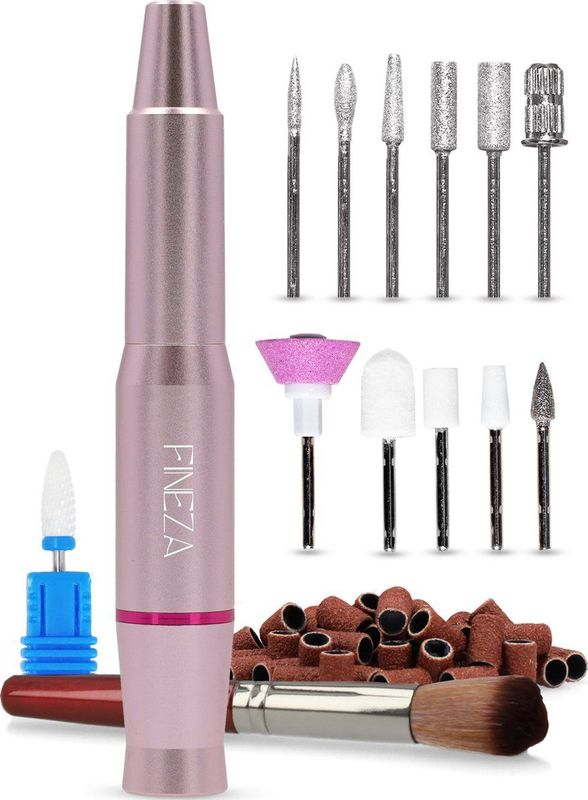 Fineza Elektrische Nagelfrees Set met Bitjes – Manicure & Pedicureapparaat – Nagelvijl - Roze