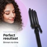 Fineza Wafeltang Haar - Krultang - Waver - Golvenkrultang - Wave Krultang - Multistyler - beach Waves - Zwart