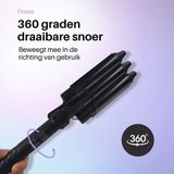 Fineza Wafeltang Haar - Krultang - Waver - Golvenkrultang - Wave Krultang - Multistyler - beach Waves - Zwart