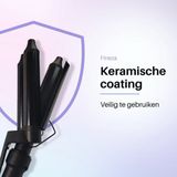 Fineza Wafeltang Haar - Krultang - Waver - Golvenkrultang - Wave Krultang - Multistyler - beach Waves - Zwart