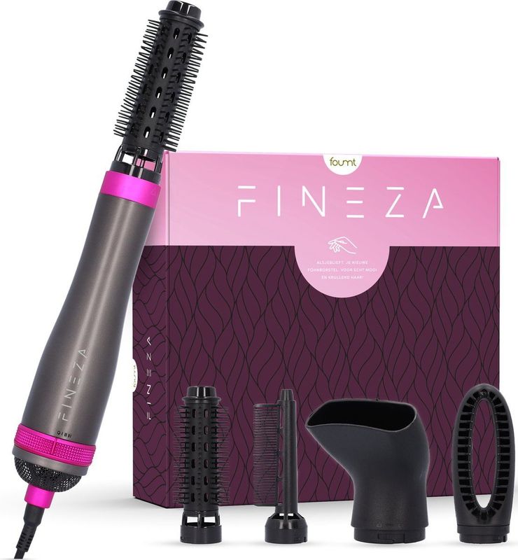 Fineza - Airstyler - Föhnborstel Set - Zilver/Roze - 4 in 1
