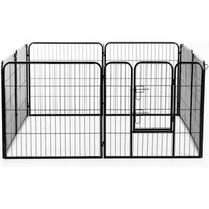 Hondenren XXL - Puppyren - Hondenbench - Staal - 100 cm hoog - 640 cm omtrek - Uitbreidbaar - Staal - 80 x 100 cm Ø 210 cm