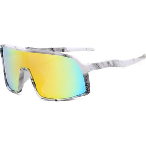 Garpex® Fietsbril - Sportbril - Polaroid Zonnebril - Zonnebril - Racefiets - Mountainbike - Motor - Camouflage Frame Goudkleurige Lens