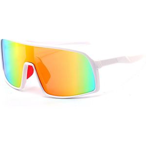 Garpex® Fietsbril - Sportbril - Polaroid Zonnebril - Zonnebril - Racefiets - Mountainbike - Motor - Wit Frame Rode Lens