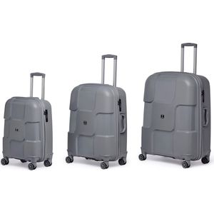 TROLLEYZ Venice No.10 - Driedelige kofferset met geïntegreerd TSA-slot - Extreem sterke en lichtgewicht harde koffer met dubbele stille 360° wielen - 55cm+69cm+78cm - Silver Stone