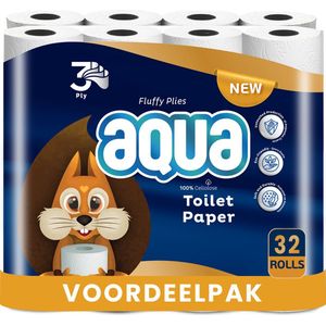 AQUA - Triple Soft - Toiletpapier - Wit - 32 Rollen - 3 Laags