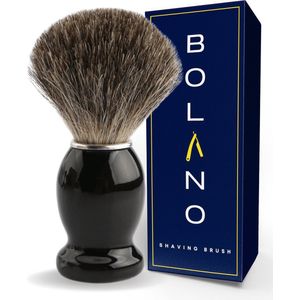 Bolano® Premium Duurzaam Scheerkwast Black Wood - Klassiek scheerkwast voor mannen en vrouwen - 100% soepel haar voor een optimale verdeling