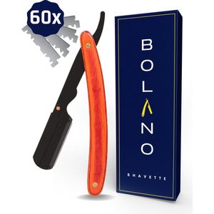 Bolano® Premium Shavette Open Scheermes Brown Wood + 60 Single Edge Scheermesjes - Klassiek barbiersmes straight razor voor mannen - Cut throat razor Nekmes - Klassiek klap scheermes - Safety razor Feather mes