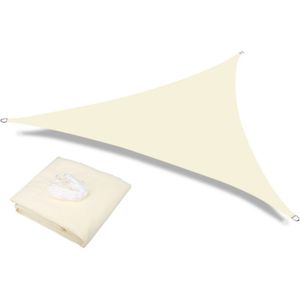 Schaduwdoek driehoek crème - 4x4x4 meter - Zonnezeil waterdicht - Zonwering buiten - Zwembad en tuin