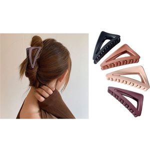 4 stuks - Dames haarklem groot - zalmkleur en zwart rood beige - haarklauw haarclip