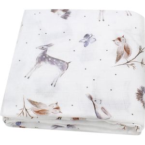 Hydrofiele doek XL - 120x120 cm - Inbakerdoek - Forest Animals - Swaddle doek groot - Hydrofiele luier