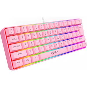 HXSJ V700 RGB Membraan bedraad gaming toetsenbord - 61keys - Qwerty - roze