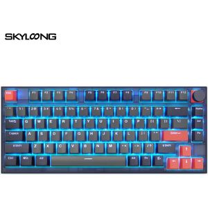 Skylong GK75 Mechanisch RGB Toetsenbord - Bedraad en Draadloos - Bluetooth - 2.4 Ghz - Zwart & Rood - Red Gateron Switch