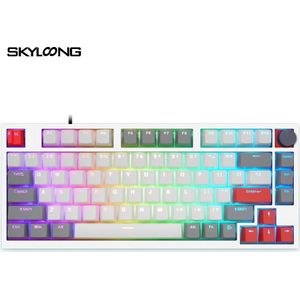 Skylong GK75 Mechanisch RGB Toetsenbord - Bedraad en Draadloos - Bluetooth - 2.4 Ghz - Wit & Rood - Yellow Gateron Switch