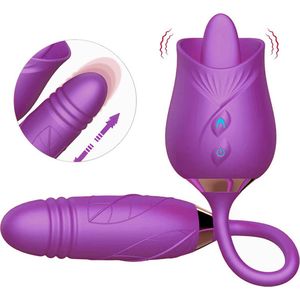 TipsToys Vibrators Vibrerende Tong Roos - SexToys Vrouwen Clitoris Stimulator Paars
