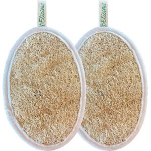 Elicious® - Loofah - Body Scrub Pad - Set van 2 stuks - 100% Natuurlijk - Plantaardig - Biologisch Afbreekbaar - Scrub Handschoen - Natuurspons - Scrub - Peeling- Plasticvrij - Duurzaam - Dierproefvrij - Vegan - Herbruikbaar
