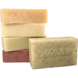 Elicious® - Natuurlijke Zeep - Flower Patio Luxe Set van 5 - Handgemaakte Zeep - Biologisch Afbreekbaar - Handzeep - Douchezeep - Halal - Plasticvrij - Alcoholvrij - Vegan - Dierproefvrij - 500gr