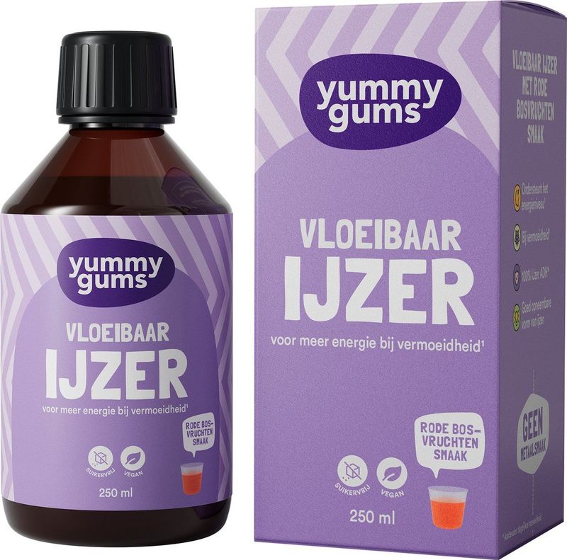 Yummygums - Vloeibaar IJzer - 250 ml - Suikervrij - Met Vitamine C