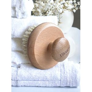 Bluscha® - Dry Brush - Droogborstel - Rond - Anti Cellulitis - 100% Natuurlijk - Dry Brushing - Lichaamsborstel - 0% Plastic - Massage - Huidverbetering - Natuurlijke haren - Droog Borstel - Stimuleert Bloedsomloop - Houten - Borstelen - Douche