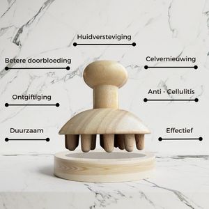 Bluscha® - Premium Houten Massage Tool - Paddenstoel - Mushroom - Maderotherapie - Anti Cellulitis - Lymfedrainage - Bindweefselmassage - Bodysculpting - Hout Therapie - Houten Roller - Massageapparaat - Wood - Tool - Bindweefsel - Massageroller