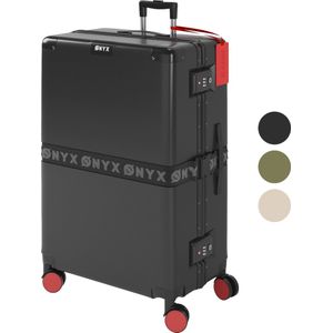 ONYX Check-in koffer 100L - TSA slot - Spinner wielen - Lichtgewicht Trolley - Aluminium sluiting - Zwart