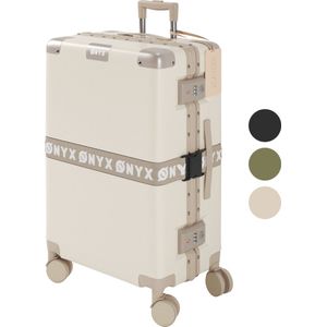 ONYX Check-in Koffer 65L - TSA slot - Spinner wielen - Lichtgewicht Trolley - Aluminium sluiting - Sand wit
