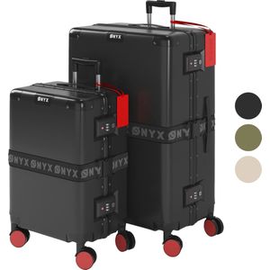 ONYX 2-delige Kofferset - Handbagage en Check-in koffer - 33L/100 L - TSA slot - Spinner wielen - Lichtgewicht Trolley - Aluminium sluiting - Zwart