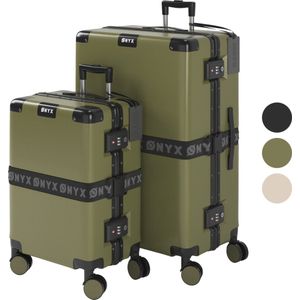 ONYX 2-delige Kofferset - Handbagage en Check-in koffer - 33L/100 L - TSA slot - Spinner wielen - Lichtgewicht Trolley - Aluminium sluiting - Groen